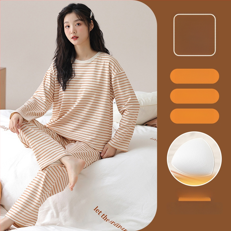 Sieviešu pidžamu komplekts Derong velūras, puloveris ar apaļu kakla izgriezumu, garas piedurknes, bieza 201–250 g/m2