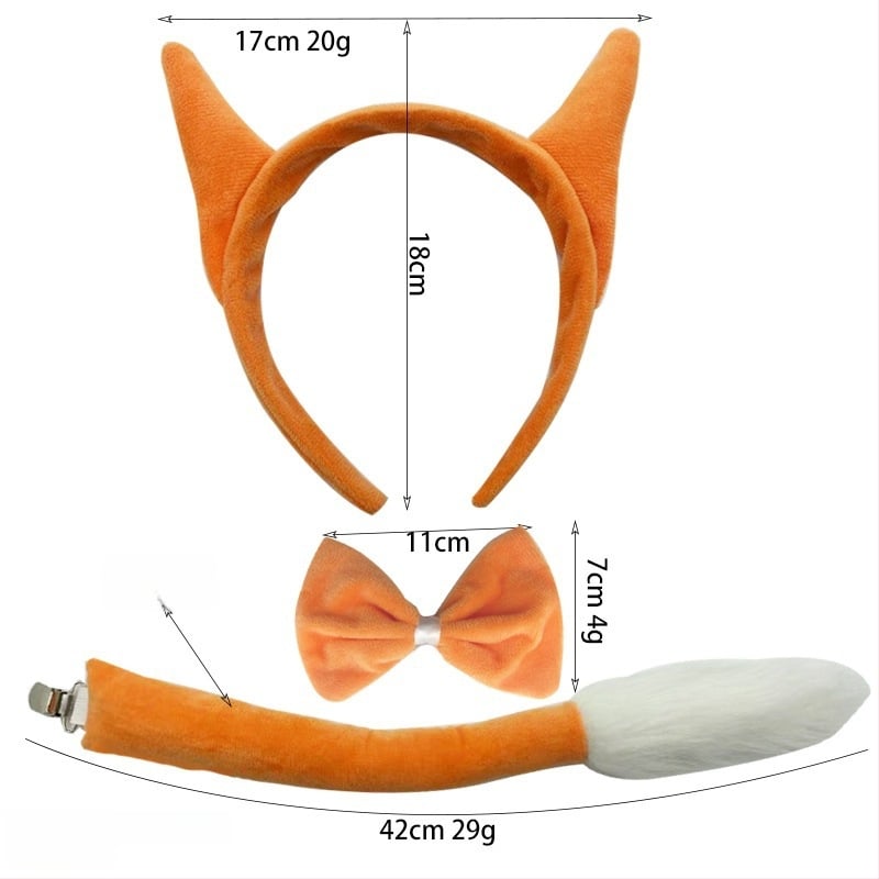 Уши и опашка на лисица за детски костюм, Хелоуин, пролет 2025