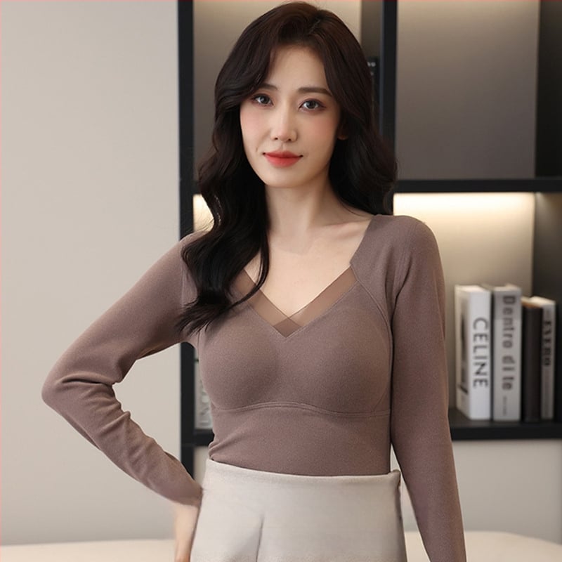 Kamisole bezšuvju, viengabala tops ar krūšu spilventiņu, V-dekoltē, bieza auduma (251–300 g/m2)