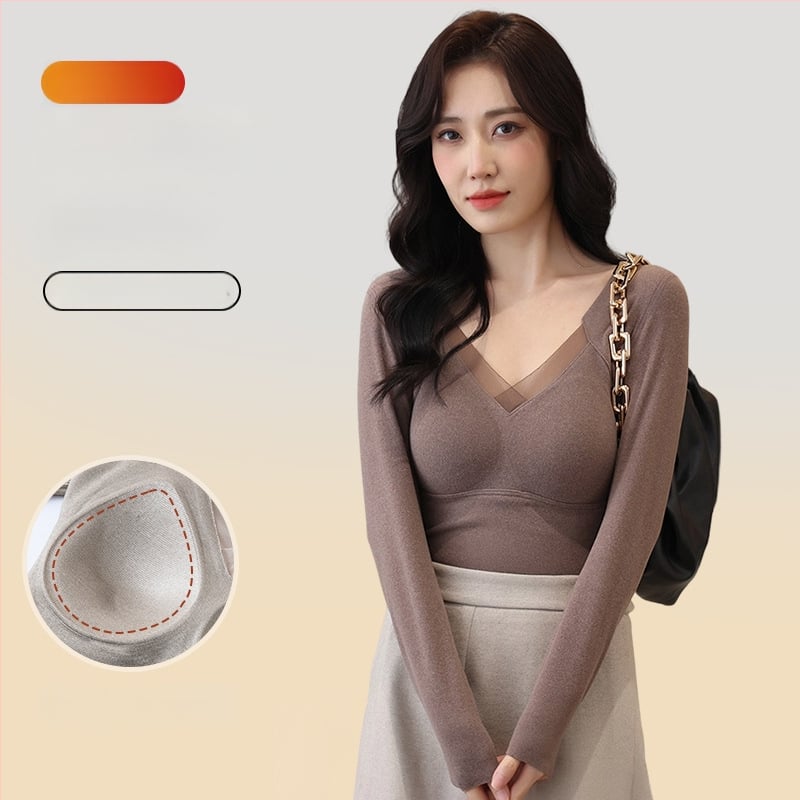 Kamisole bezšuvju, viengabala tops ar krūšu spilventiņu, V-dekoltē, bieza auduma (251–300 g/m2)