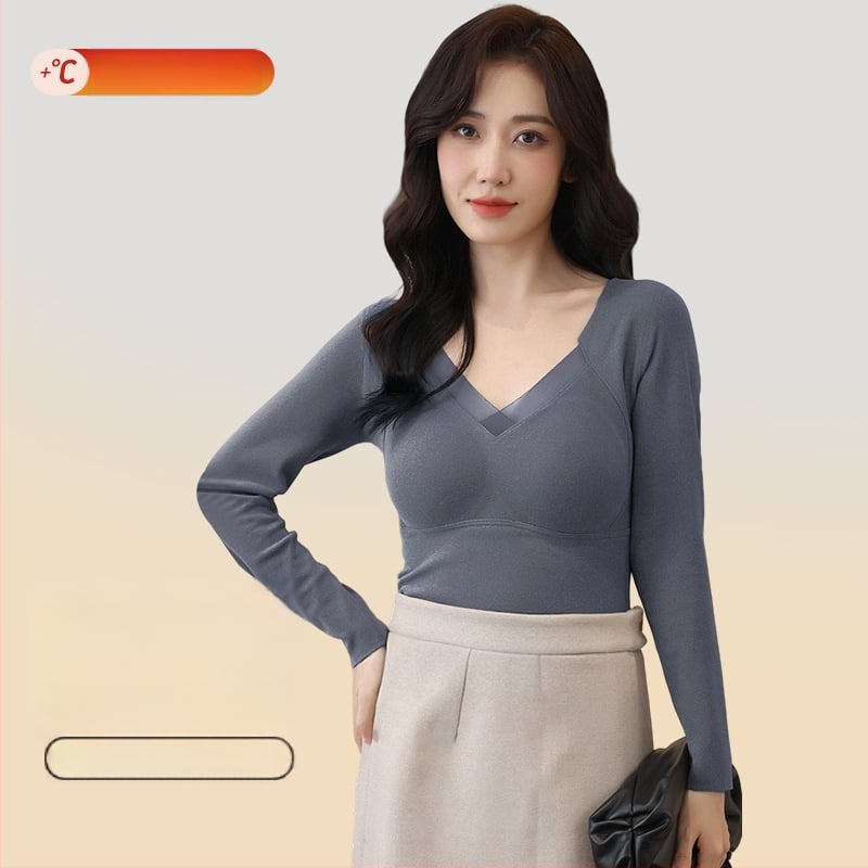 Kamisole bezšuvju, viengabala tops ar krūšu spilventiņu, V-dekoltē, bieza auduma (251–300 g/m2)