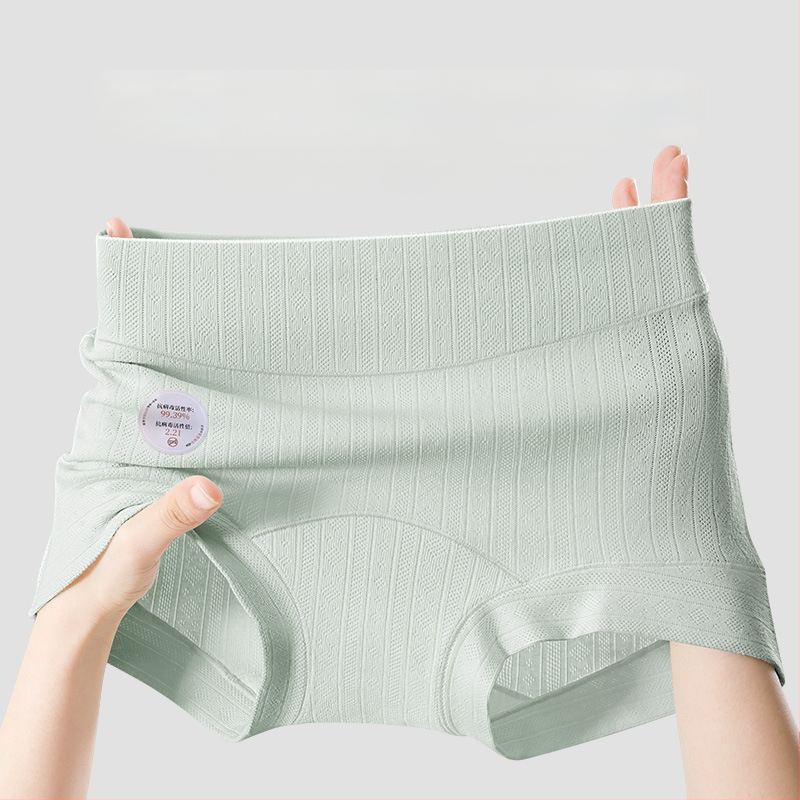 Női pamut alsónemű antibakteriális funkcióval, magas derekú, jacquard szövésű, fő anyag 90-95% pamut, ágyéki rész 100% pamut