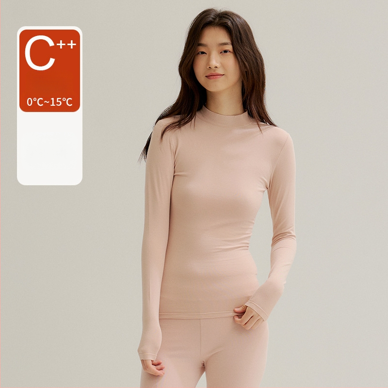 Moterų medvilnės pamatas komplektas: topas su pusiau aukštu kaklu ir ilgomis rankovėmis bei ilgos kelnės, 90–95% medvilnė, 181–200 g/m², šilta, anti-statistinė, anti-piling, vieno sluoksnio