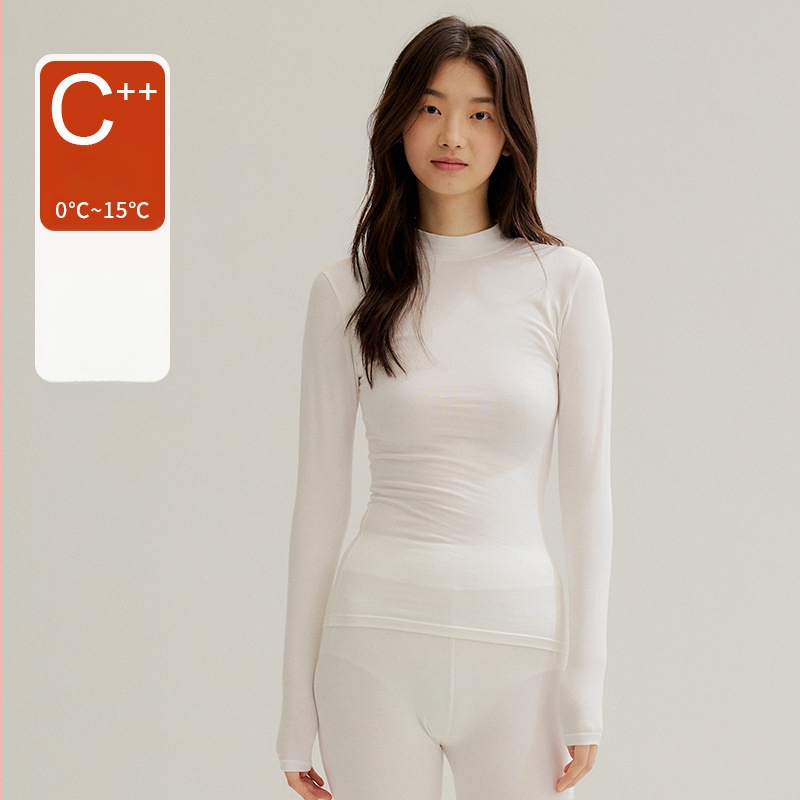Moterų medvilnės pamatas komplektas: topas su pusiau aukštu kaklu ir ilgomis rankovėmis bei ilgos kelnės, 90–95% medvilnė, 181–200 g/m², šilta, anti-statistinė, anti-piling, vieno sluoksnio