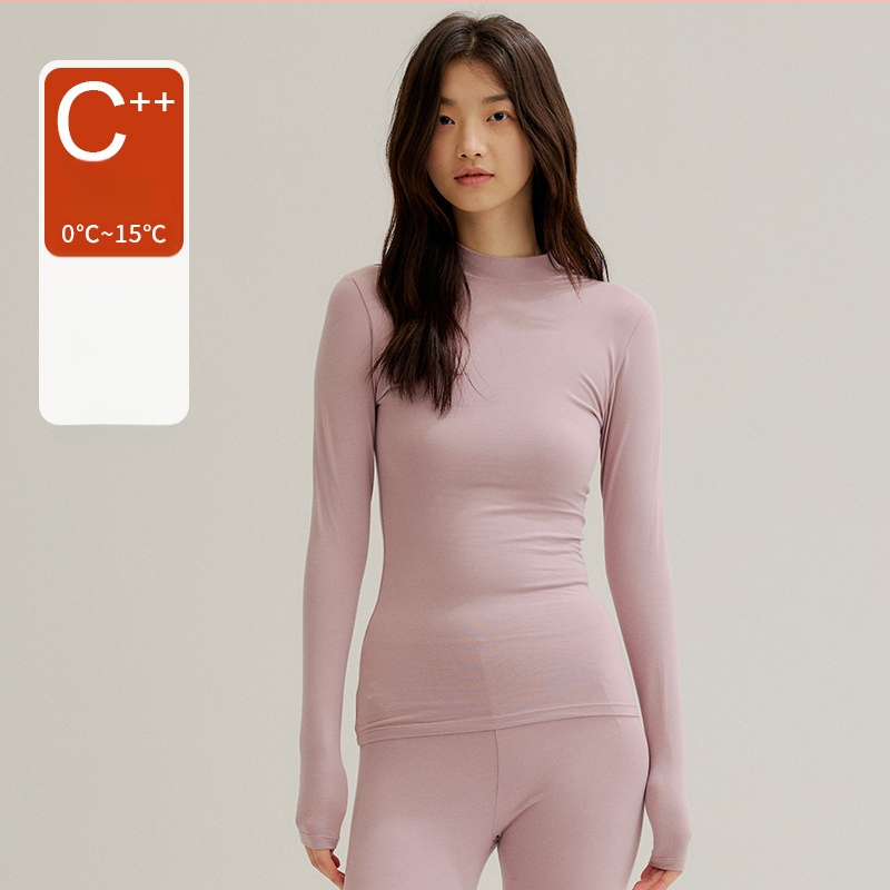 Moterų medvilnės pamatas komplektas: topas su pusiau aukštu kaklu ir ilgomis rankovėmis bei ilgos kelnės, 90–95% medvilnė, 181–200 g/m², šilta, anti-statistinė, anti-piling, vieno sluoksnio