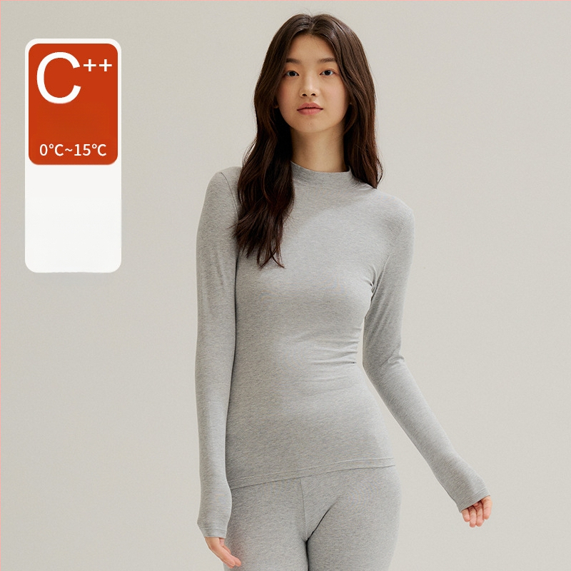 Moterų medvilnės pamatas komplektas: topas su pusiau aukštu kaklu ir ilgomis rankovėmis bei ilgos kelnės, 90–95% medvilnė, 181–200 g/m², šilta, anti-statistinė, anti-piling, vieno sluoksnio