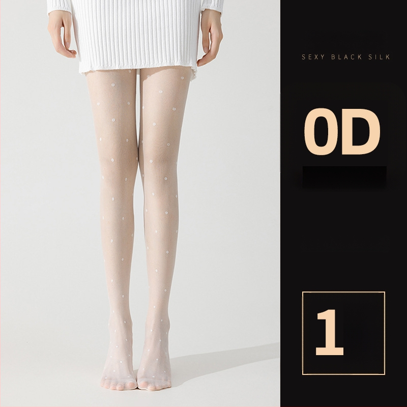 Șosete pentru femei cu model cu buline și fundă, ultra-subțiri, denier 0D, poliester 50-70%, anti-snag și absorbția transpirației