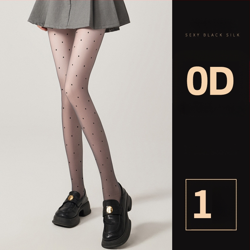 Șosete pentru femei cu model cu buline și fundă, ultra-subțiri, denier 0D, poliester 50-70%, anti-snag și absorbția transpirației