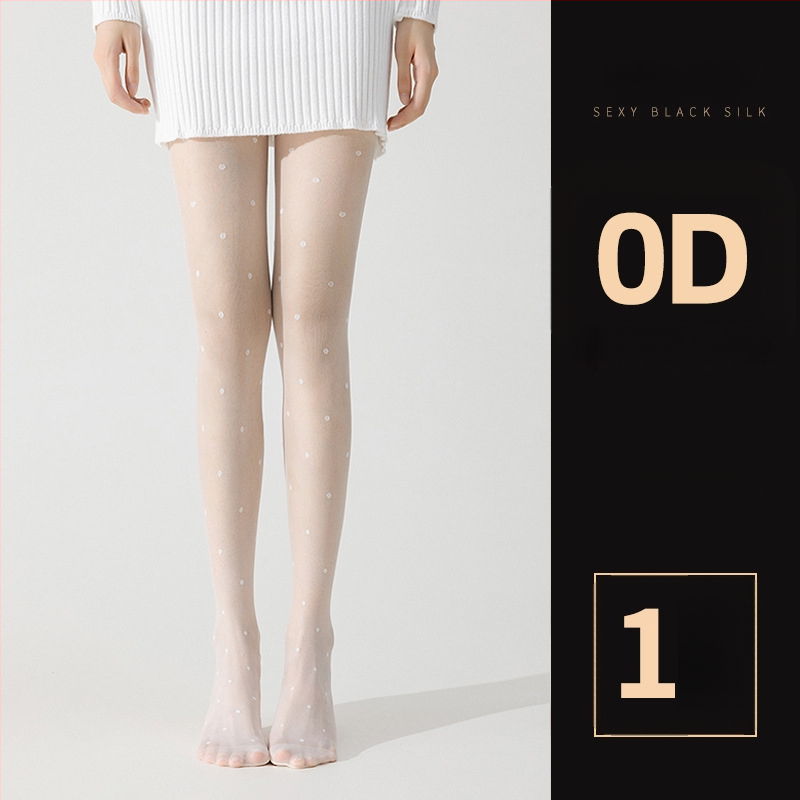 Șosete pentru femei cu model cu buline și fundă, ultra-subțiri, denier 0D, poliester 50-70%, anti-snag și absorbția transpirației