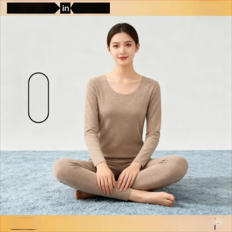 Unisex kasmyro terminis apatinis komplektas – fliso pamušalas, antibakterinis ir šildojošas; dviejų sluoksnių be siūlių viršūnė su apvaliu kaklu ir ilgomis rankovėmis, kelnės