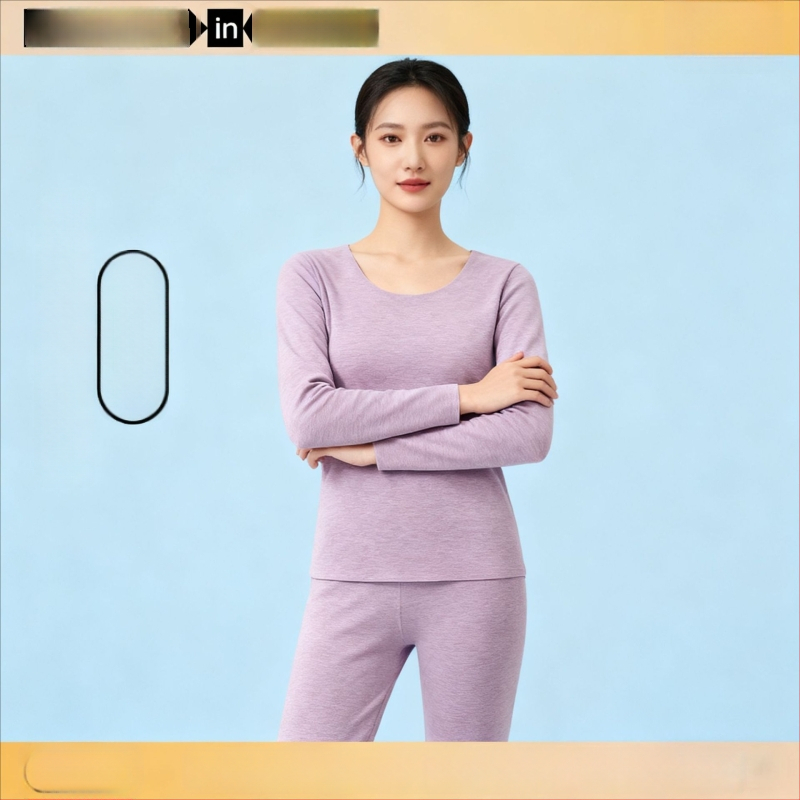 Unisex kasmyro terminis apatinis komplektas – fliso pamušalas, antibakterinis ir šildojošas; dviejų sluoksnių be siūlių viršūnė su apvaliu kaklu ir ilgomis rankovėmis, kelnės