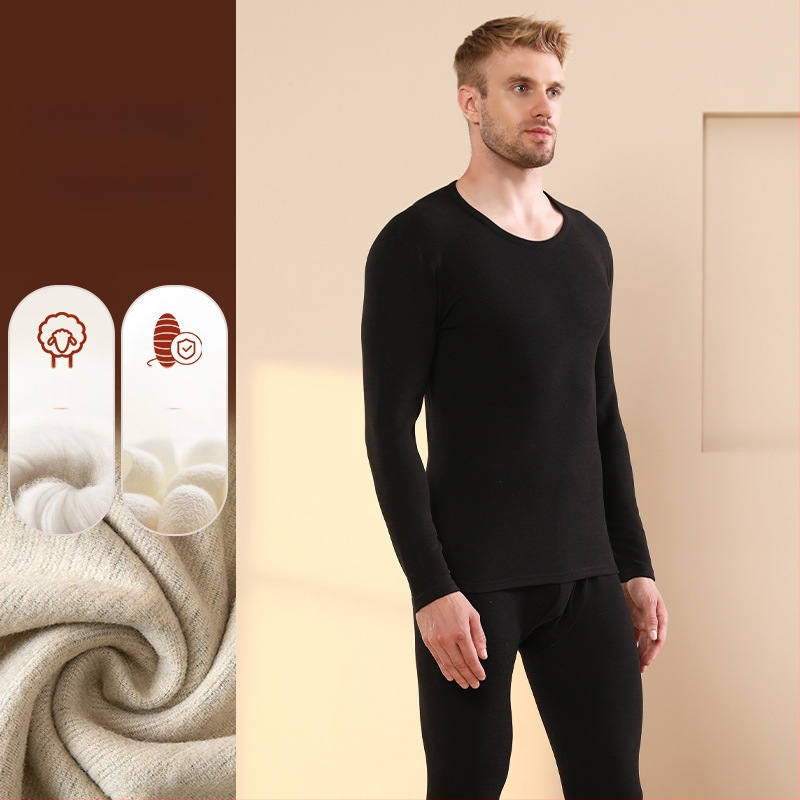 Vyrų terminis komplektas su velveto viduje, katijoninis poliesteris, storis 251-300 g/m², elastinis, ruduo-zima