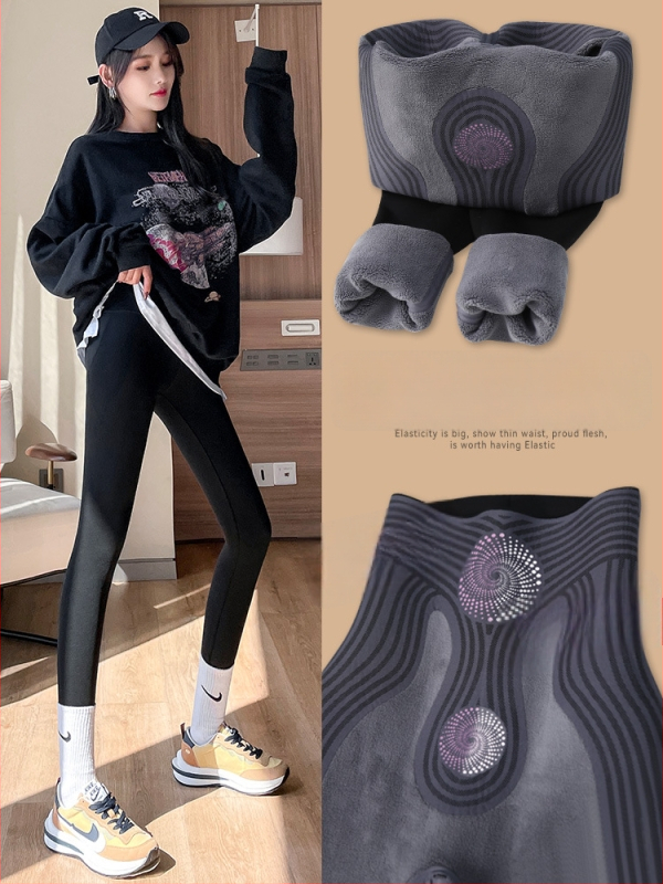 Haizivju printa legingi, Chenille audums ar spandeksu, brīvs piegriezums, rudens 2024