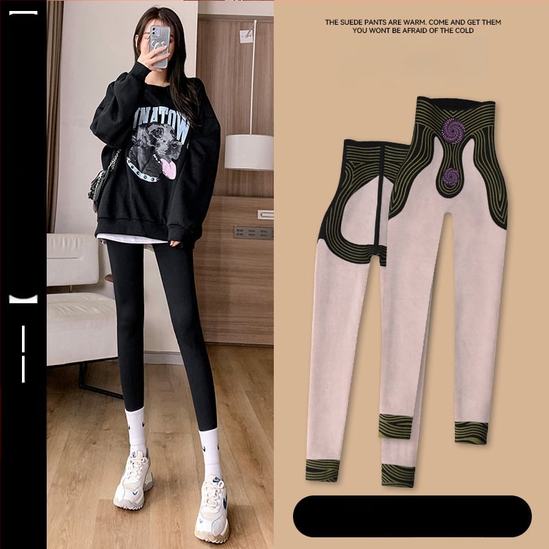 Haizivju printa legingi, Chenille audums ar spandeksu, brīvs piegriezums, rudens 2024