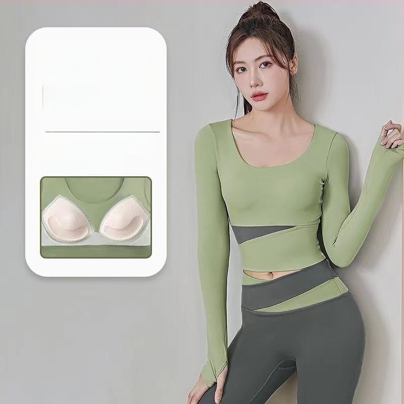 Női jóga készlet: hosszú ujjú felső és nadrág, gyorsan száradó, légáteresztő, Corduroy anyagú, len 71–80%