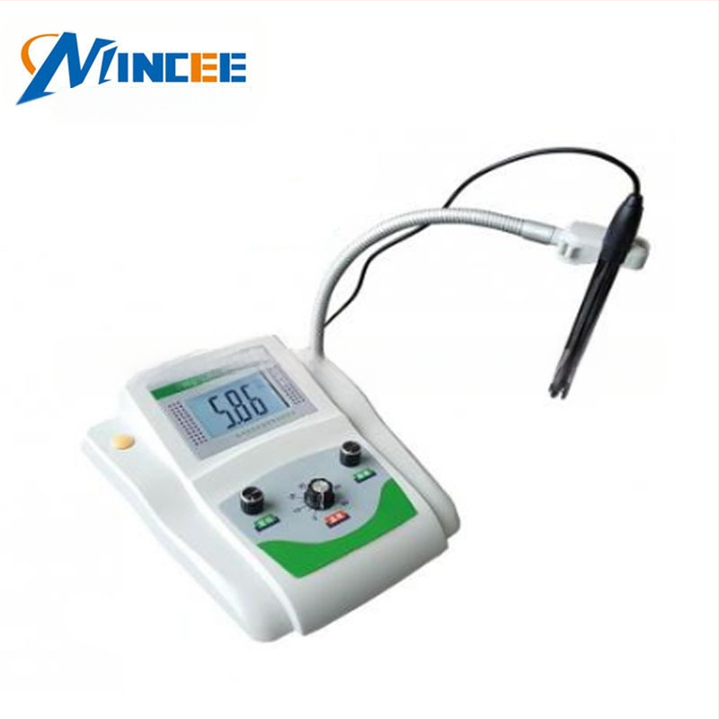 MINCEE PHS-3C портативен pH метр с голям LCD дисплей, диапазон 0.00–14.00 pH, точност ±0.01 pH, температурна компенсация 0–60 °C