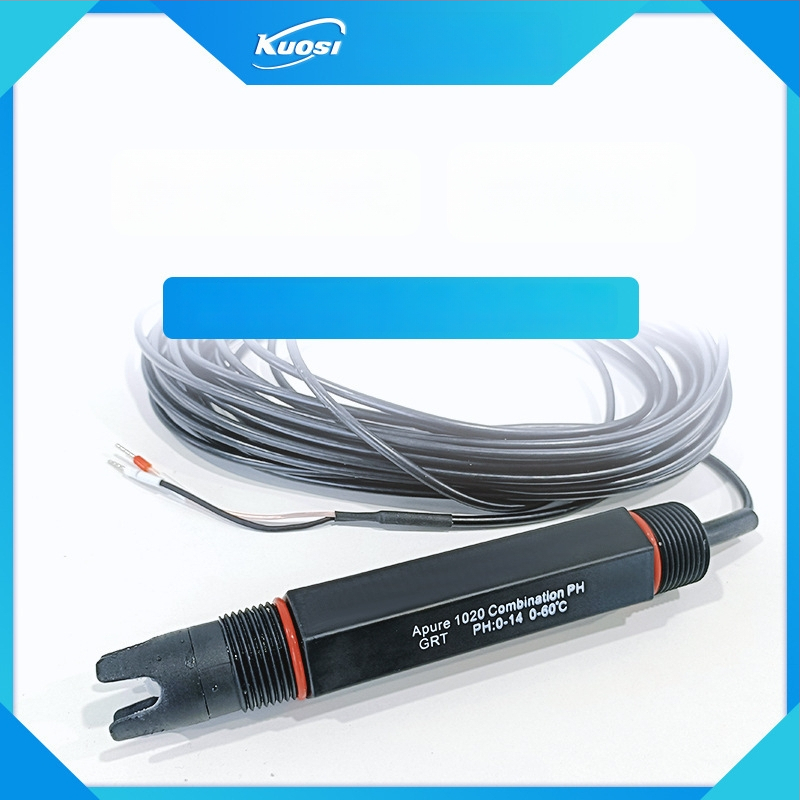 GRT1020 онлайн pH метър електрод с пластмасов корпус, индустриален pH/ORP сензор, диапазон 2–12 pH, точност 0.0001, температурна компенсация 0–80°C, BNC или Y-образен конектор