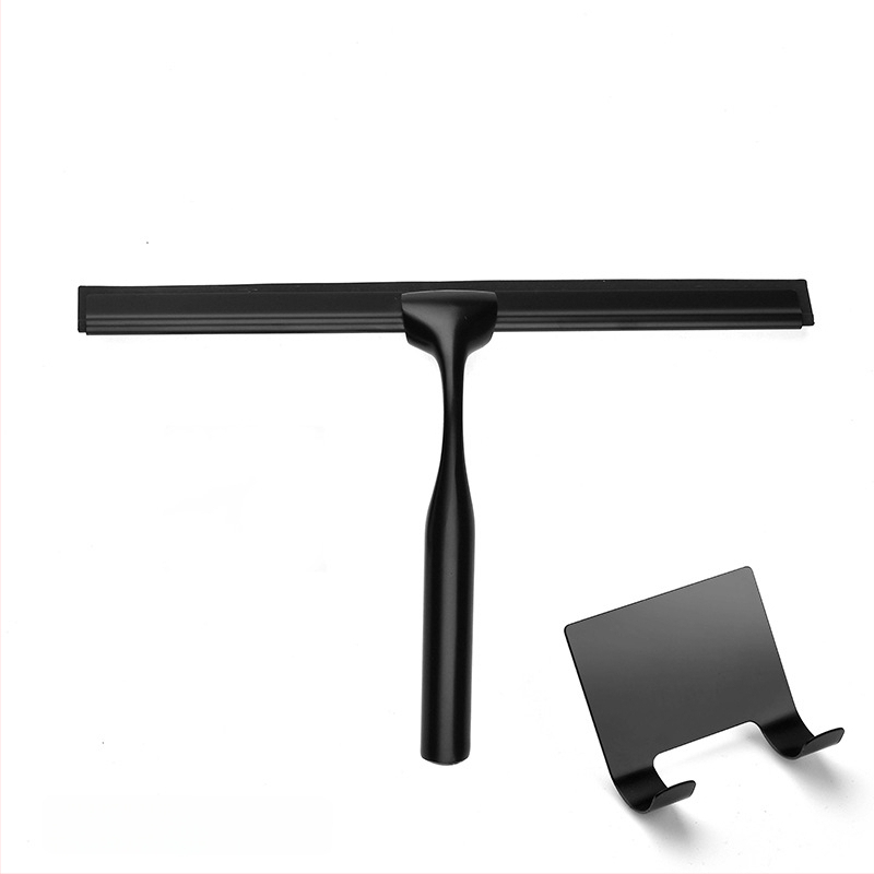 Rozsdamentes acél üveg tisztító szilikon kaparóval — otthoni használatra, kézi, egyoldalas