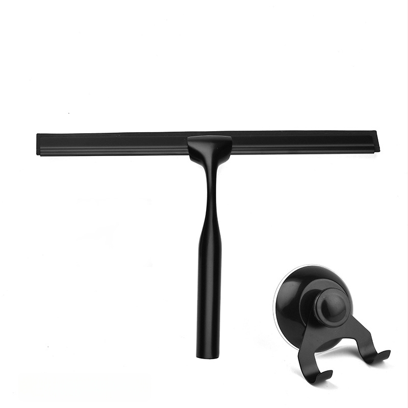 Rozsdamentes acél üveg tisztító szilikon kaparóval — otthoni használatra, kézi, egyoldalas