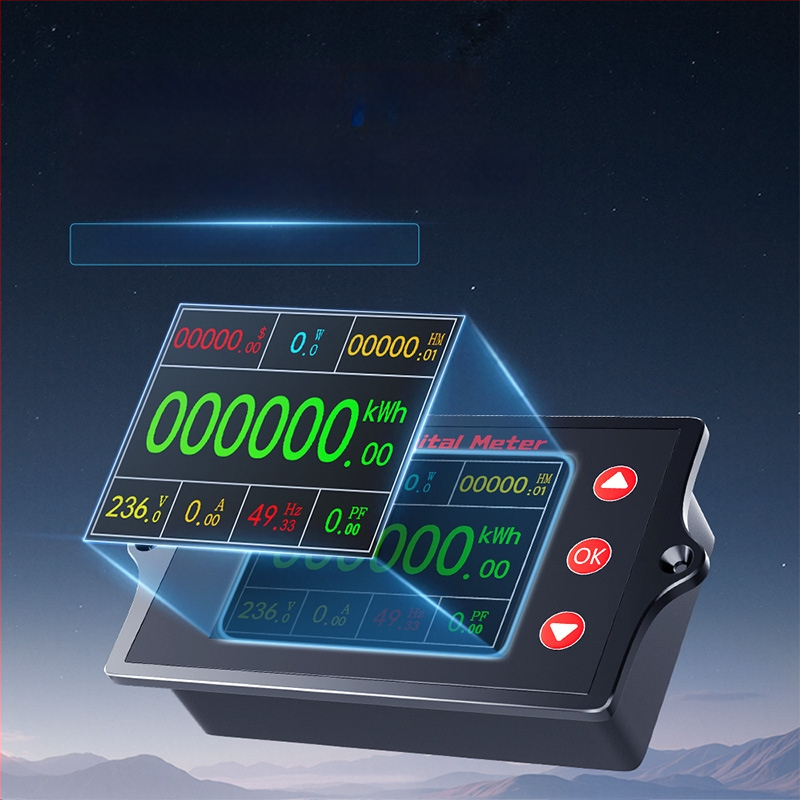 Peacefair многофункционален измервател за AC напрежение и ток с цифров дисплей, мониторинг на мощността, измерване на честотата и калкулация на разходите за електроенергия