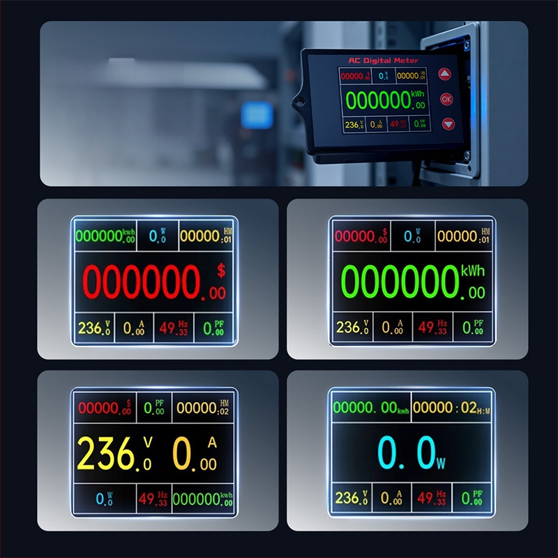 Peacefair многофункционален измервател за AC напрежение и ток с цифров дисплей, мониторинг на мощността, измерване на честотата и калкулация на разходите за електроенергия