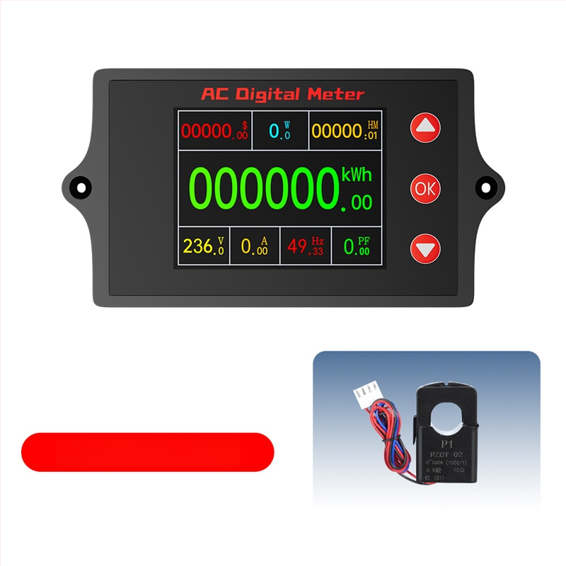 Peacefair многофункционален измервател за AC напрежение и ток с цифров дисплей, мониторинг на мощността, измерване на честотата и калкулация на разходите за електроенергия