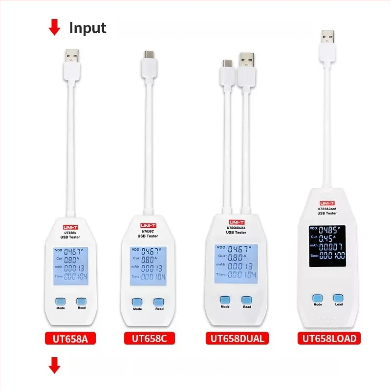 UT658 USB tester kapacity batérie s meraním prúdu, napätia a výkonu – prístroj pre technické testy
