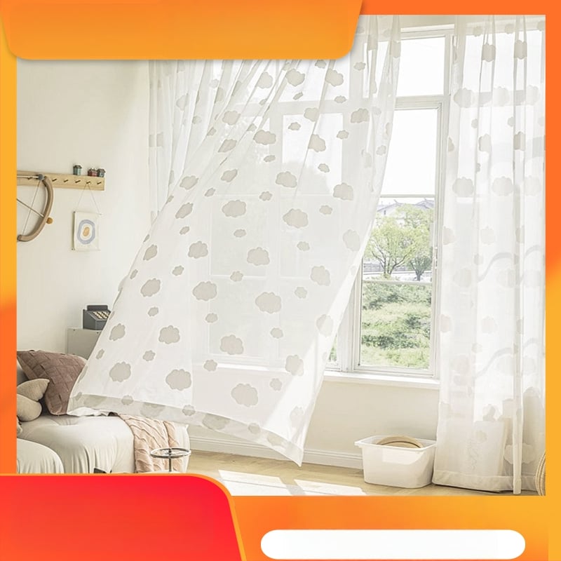 Детска завеса с бродерия, полиестерен плат, за всекидневната, спалнята, балкона и търговски помещения, модерен минималистичен стил, функция филтриране