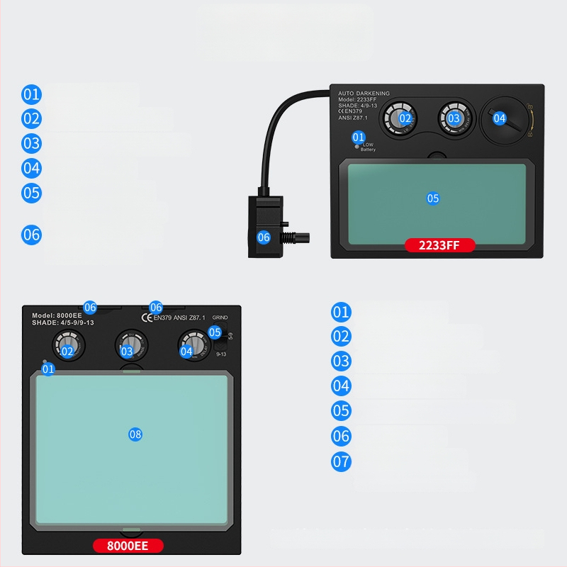 Automaatne tumedatav keevitusmask DIN9-13, vahetatav filter, päikesenergia, DIN4 heledusrežiim