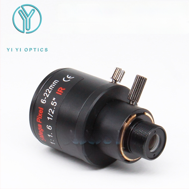 Зум обектив с ръчен зум и заключване, 6-22 мм, M12 интерфейс, F1.6, формат 1/2.5-инчов сензор, минимално фокусно разстояние 0.3 м