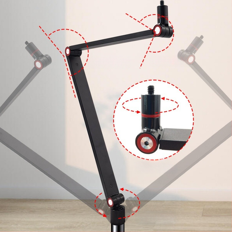 Проекторна скоба със 1/4-инчова резба гимбал, въглеродна стомана, работна височина 155 cm, диаметър на тръбата 25 mm, 4 съединителя, тегло 2.4 kg