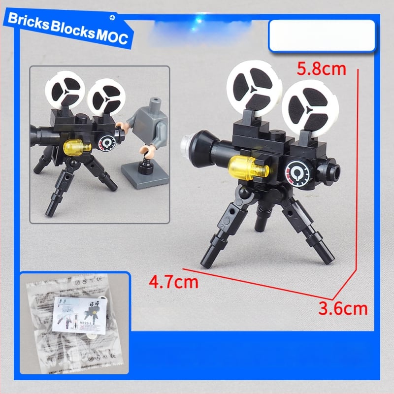 Mini projektor állvány építőelemekkel – jelenet összeszereléshez, DIY, ABS műanyag, apró részek, csomagolás zacskóban, 15–35 éveseknek