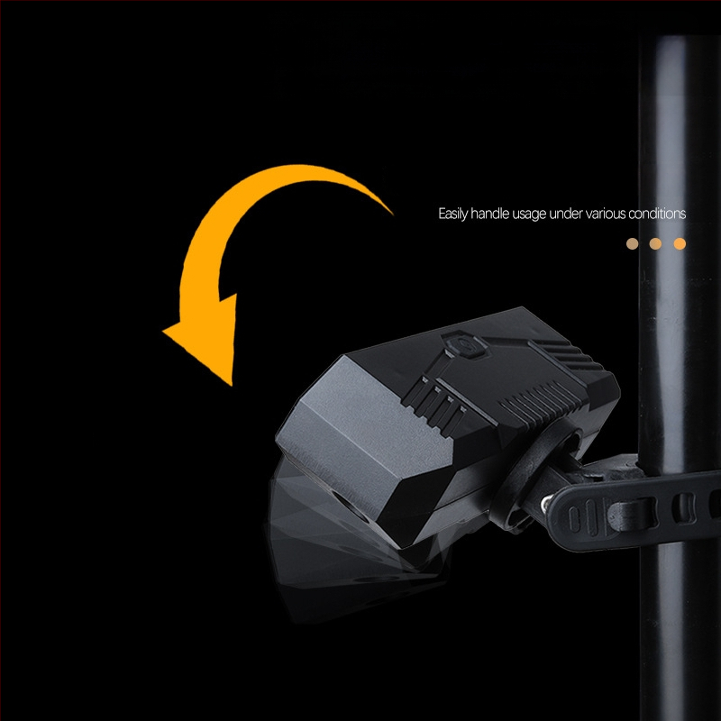 Велосипедна проекционна задна светлина с USB-C зареждане, вградена 1200mAh батерия, монтаж с ластик – ляв/десен сигнал за завой