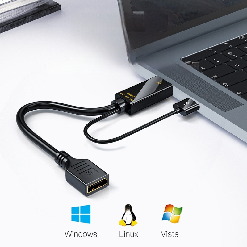 HDMI към DP адаптер (4K60Hz поддръжка, висококачествен чип, кабел 0.25m/1.8m)