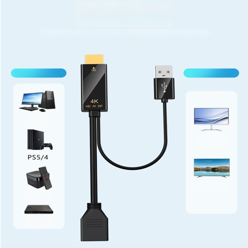 HDMI към DP адаптер (4K60Hz поддръжка, висококачествен чип, кабел 0.25m/1.8m)