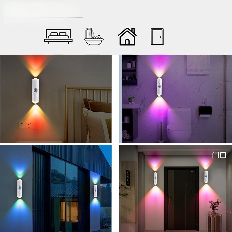 Dvostruka zidna lampa s motivom mačjeg oka, punjiva, senzor pokreta, noćno svjetlo za vinsku ostavu, hodnik i garderoba u spavaćoj sobi
