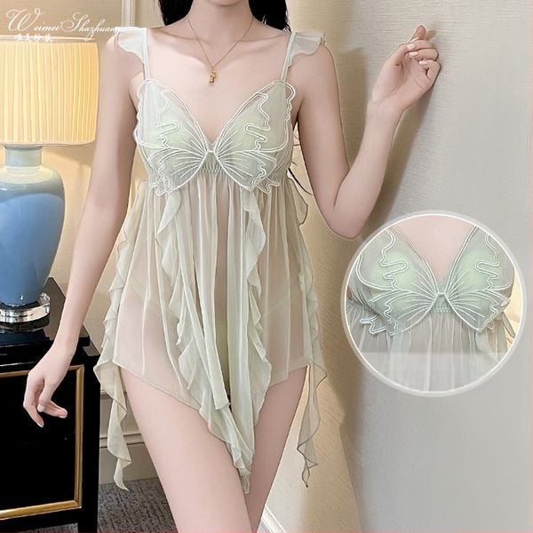 Polüestrist kõrge vöökoht, lõigatud gazes paelad, seksi­kas seljaosa disain, koduseks kandmiseks