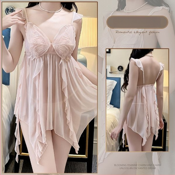 Polüestrist kõrge vöökoht, lõigatud gazes paelad, seksi­kas seljaosa disain, koduseks kandmiseks