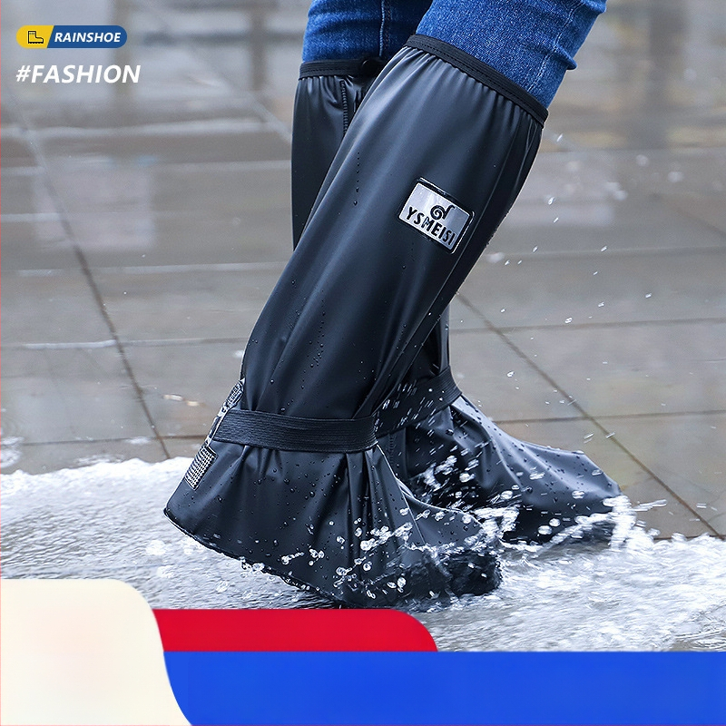 Дъждовни калъфи за обувки, водоустойчиви и антихлъзгащи, PVC плат, висок маншет, преносими