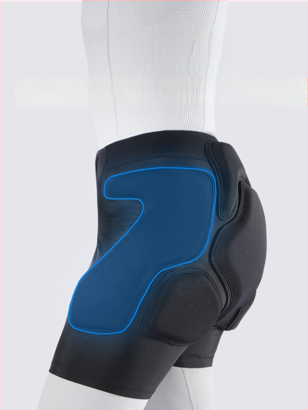 Täiskasvanu suusatrennide kaitse püksid integreeritud kaitseplaatidega – kukkumise ja kokkupõrke kaitse; Lycra diving materjal, polüester-nailon vaht, EVA kiud