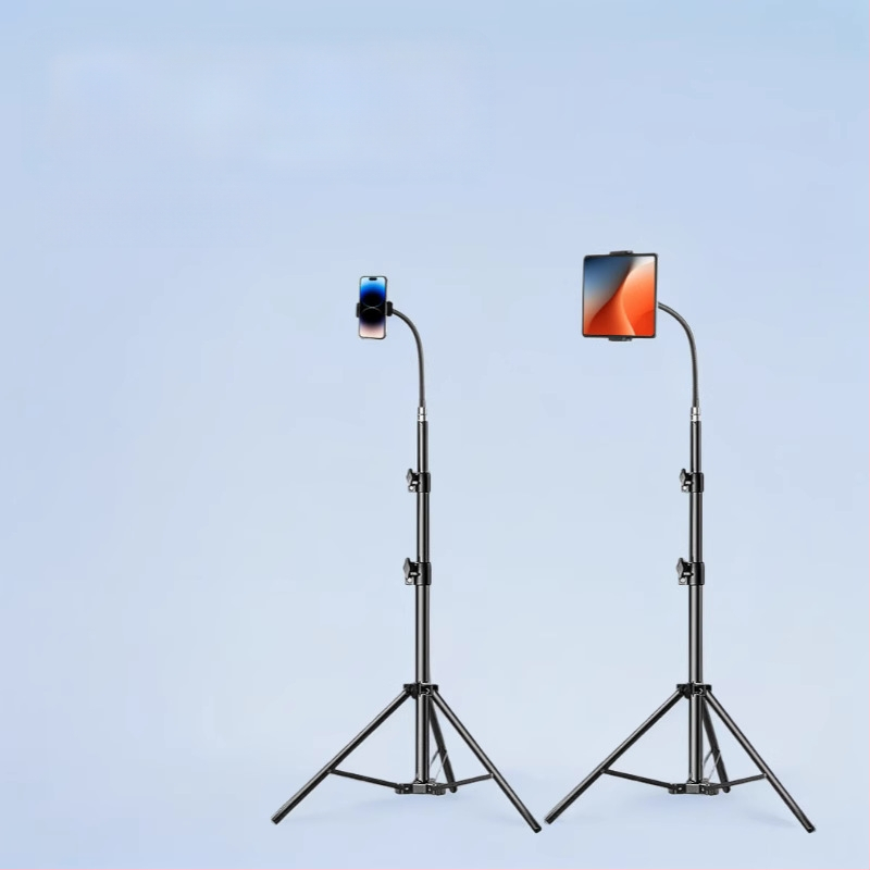 Podlahový stojan s klipom na telefón/tablet, voľne nastaviteľný, ABS+kovová konštrukcia, nosnosť až 2 kg