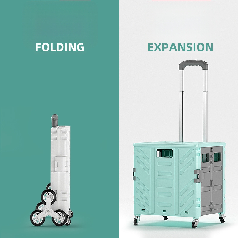 Сгъваема преносима четириколесна пазарска количка, алуминиева сплав, товароподемност 60 кг, тегло 3,2 кг, произведено в Zhejiang