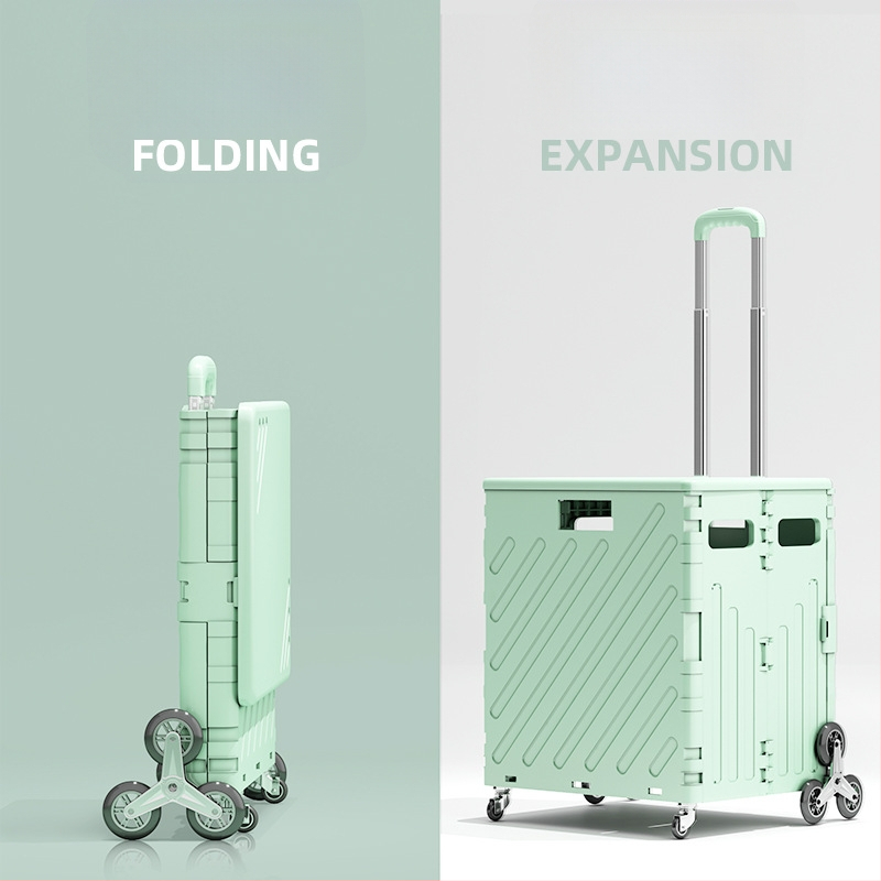 Сгъваема преносима четириколесна пазарска количка, алуминиева сплав, товароподемност 60 кг, тегло 3,2 кг, произведено в Zhejiang