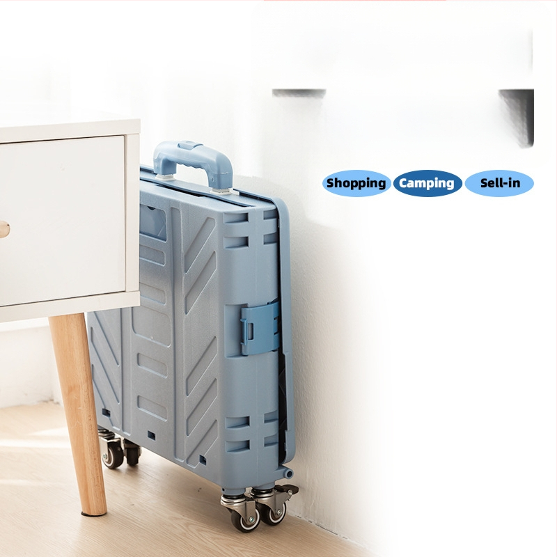 Сгъваема преносима четириколесна пазарска количка, алуминиева сплав, товароподемност 60 кг, тегло 3,2 кг, произведено в Zhejiang