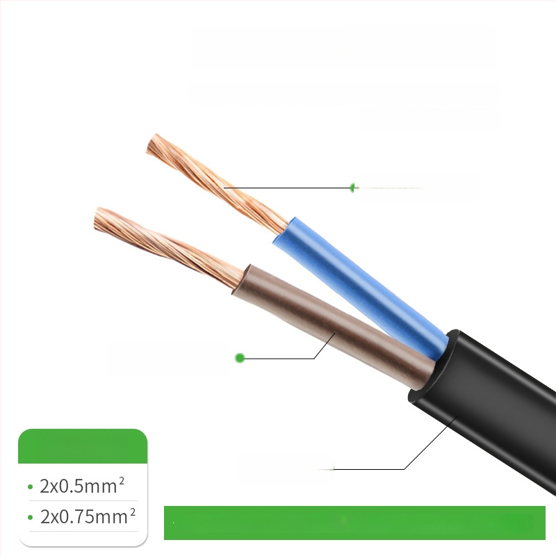 VDE certificirani kabel od čiste bakra europskog standarda, dvije utičnice, kraj s 8 znakova, dvije jezgre, za LCD televizore, stolnu lampu, zvuk, pisač