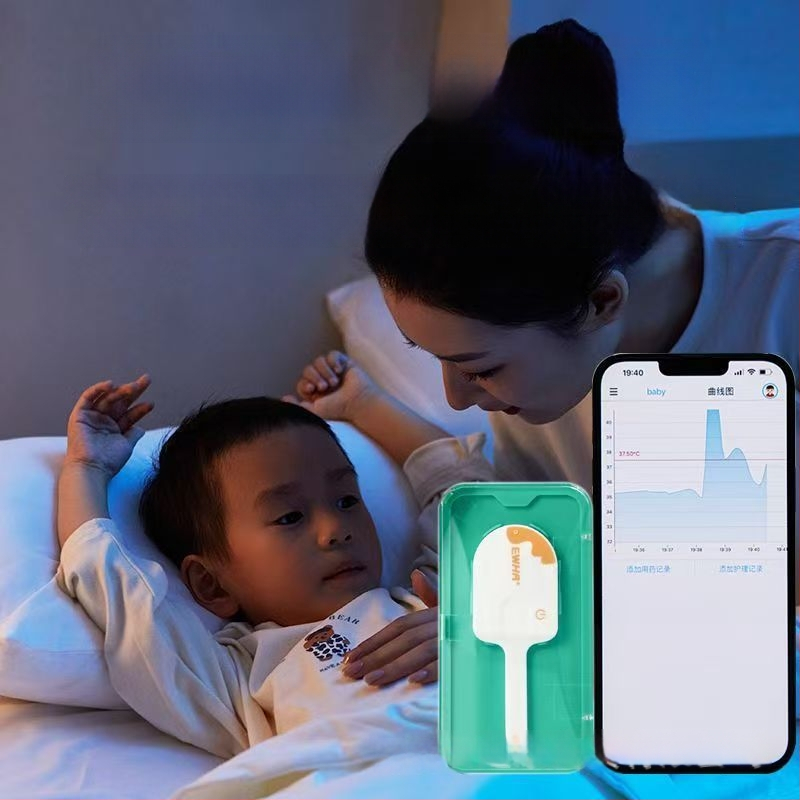 Aihua Medical бебешки пластир за телесна температура - мониторинг в реално време през 24 часа, многократна употреба, мек