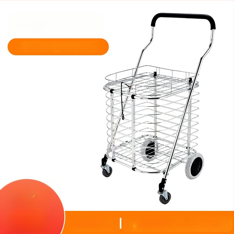 Четириколесна количка за пазаруване с дръжка, сгъваема и лека, алуминиева сплав, товароподемност 20 кг