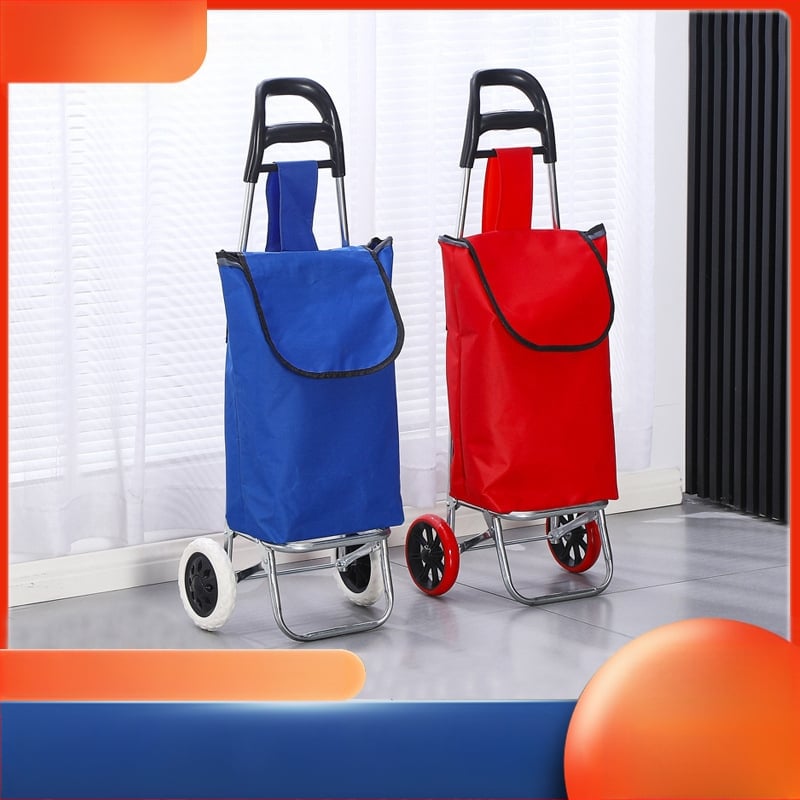 Двуколесна преносима количка за пазаруване с метална рамка, минималистичен стил, максимално натоварване: 25