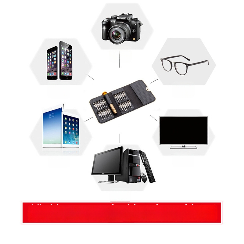 Akinių remonto rinkinys su odine dėkle, daugiafunkcinis 25 dalių atsuktuvų rinkinys universalios paskirties