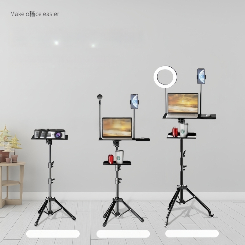 Βάση για φορητό υπολογιστή με ρυθμιζόμενο ύψος, ράφι γραφείου και περιστρεφόμενο δίσκο σε βάση τρίποδου